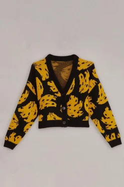 FARM Rio Gilets<Cardigan en maille Bossa Banana noir