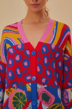 FARM Rio Gilets<Cardigan en tricot à imprimés mélangés