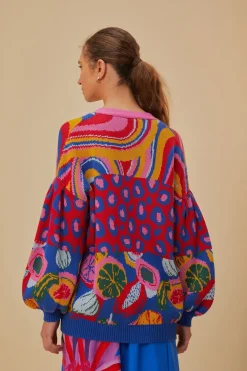FARM Rio  Gilets<Cardigan en tricot à imprimés mélangés