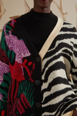 FARM Rio Gilets<Cardigan en tricot à imprimés zèbres mélangés