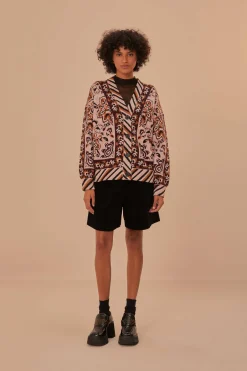 FARM Rio Gilets<Cardigan en tricot à motif tapisserie glamour