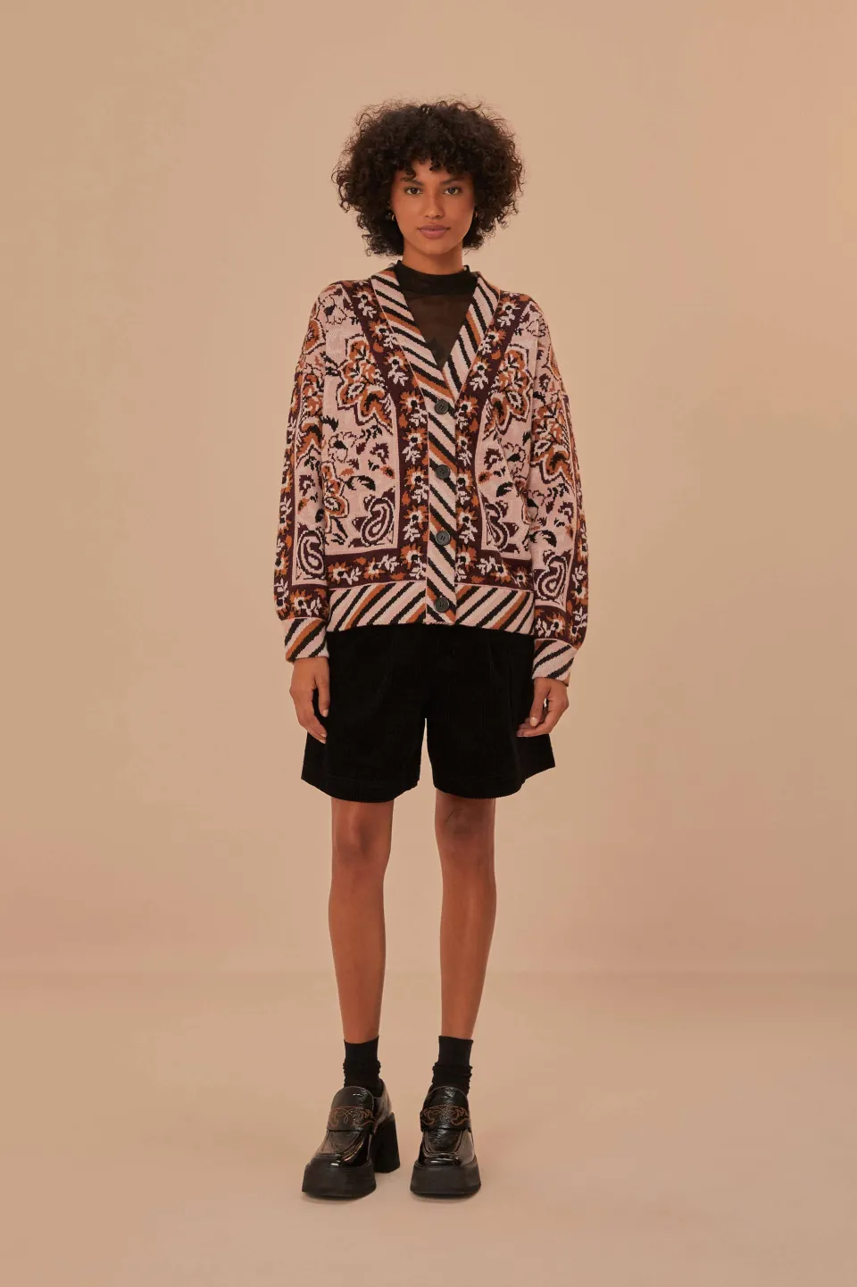 FARM Rio Gilets<Cardigan en tricot à motif tapisserie glamour