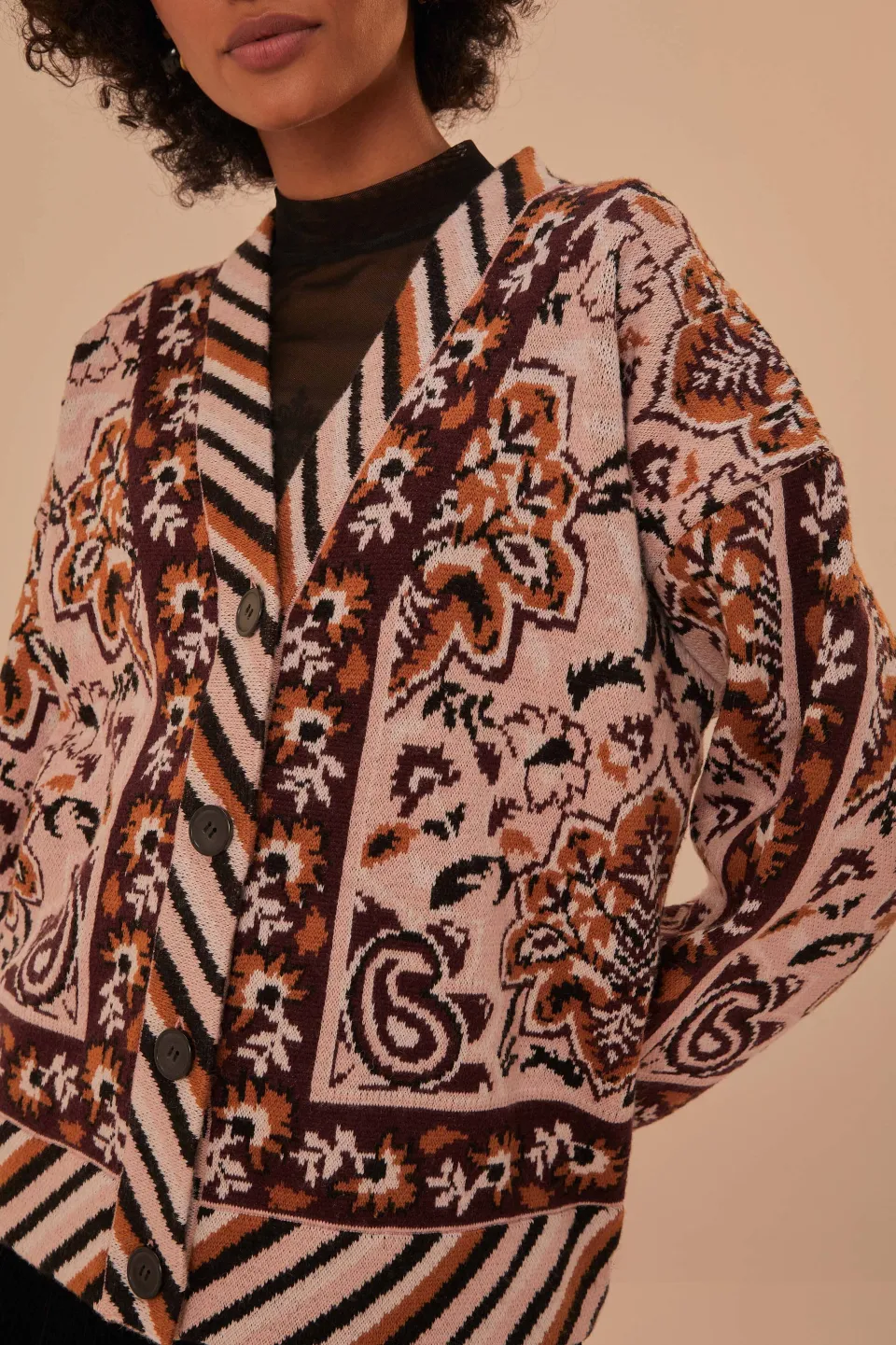 FARM Rio Gilets<Cardigan en tricot à motif tapisserie glamour