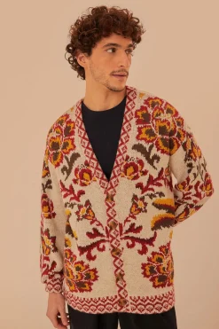 FARM Rio  Gilets<Cardigan en tricot à motif toucans crème