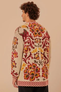 FARM Rio Gilets<Cardigan en tricot à motif toucans crème