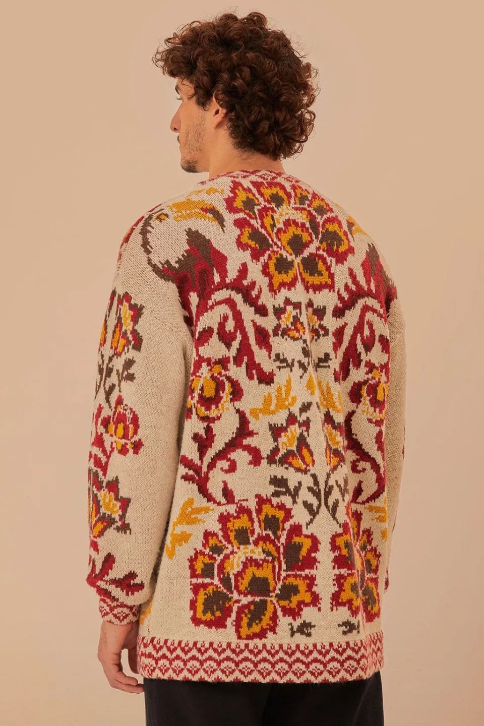 FARM Rio Gilets<Cardigan en tricot à motif toucans crème