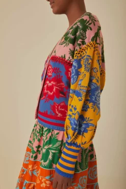 FARM Rio  Gilets<Cardigan en tricot à patch floral en dentelle