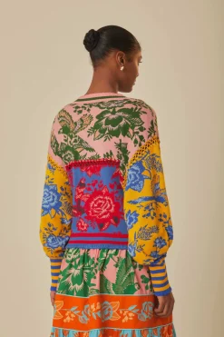 FARM Rio  Gilets<Cardigan en tricot à patch floral en dentelle