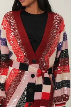 FARM Rio Gilets<Cardigan en tricot à rayures colorées
