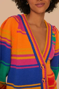 FARM Rio Gilets<Cardigan en tricot à rayures audacieuses