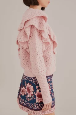 FARM Rio  Gilets<Cardigan en tricot à texture de fleur rose