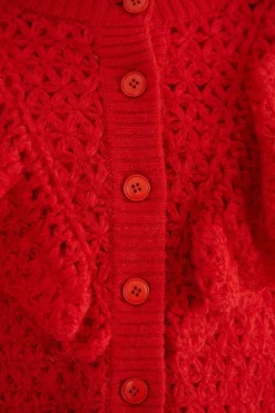 FARM Rio  Gilets<Cardigan en tricot à texture de fleur rouge