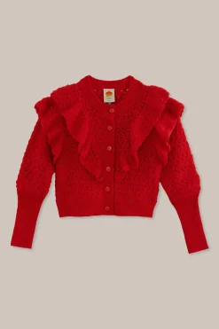 FARM Rio  Gilets<Cardigan en tricot à texture de fleur rouge