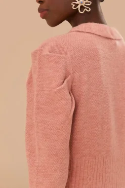 FARM Rio  Gilets<Cardigan en tricot à volants rose clair