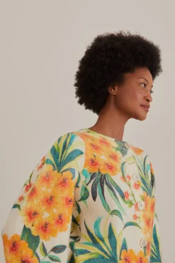 FARM Rio Gilets<Cardigan en tricot blanc cassé Pineapple Bloom