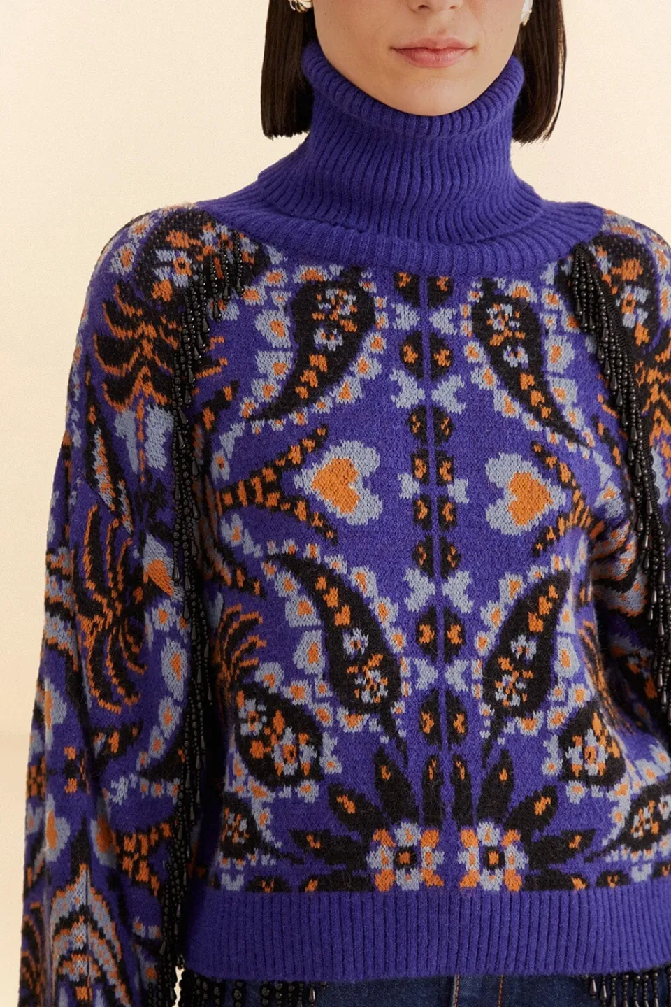 FARM Rio Gilets<Cardigan en tricot brodé à paillettes et écharpe Martina bleue