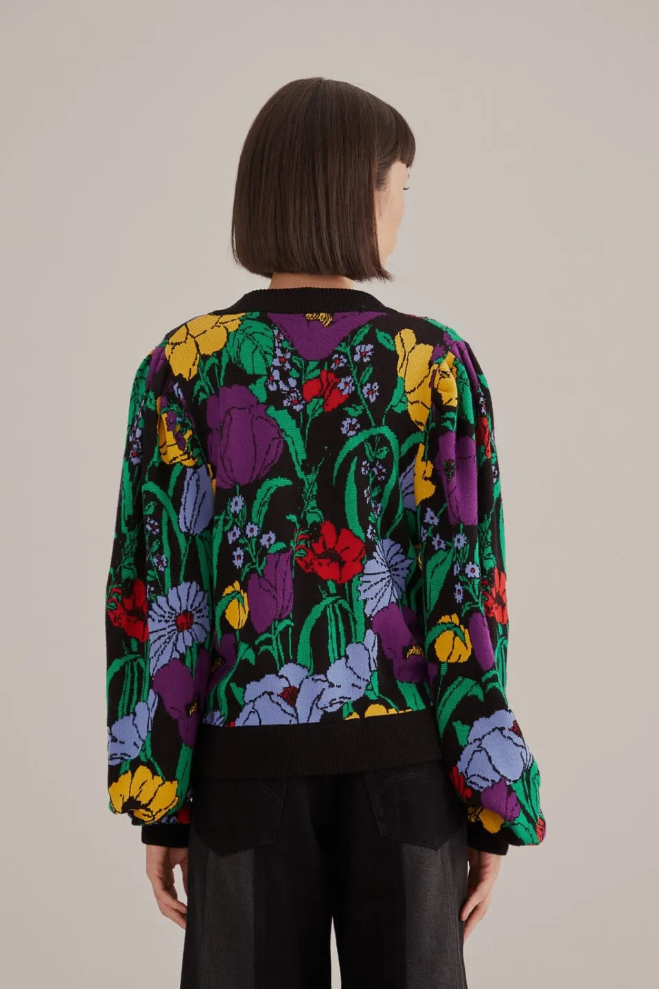 FARM Rio Gilets|Robes Midi<Cardigan en tricot noir Bucolic Garden