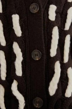 FARM Rio Gilets<Cardigan en tricot texturé noir et blanc