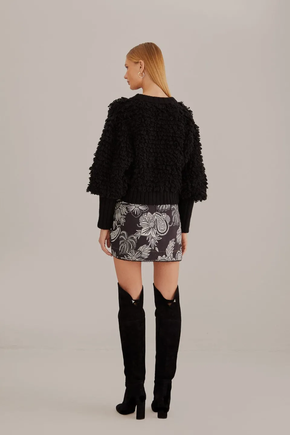 FARM Rio Gilets<Cardigan texturé noir à col en V