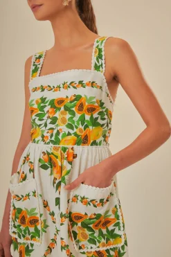 FARM Rio Robes Longues<Écharpe à salade de papaye blanc cassé Robe longue LENZING™ ECOVERO™ E