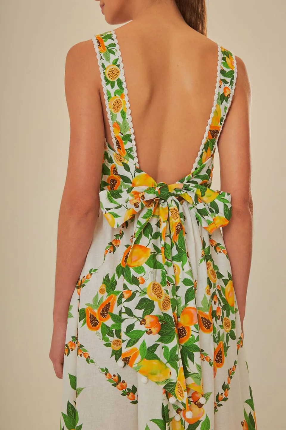 FARM Rio Robes Longues<Écharpe à salade de papaye blanc cassé Robe longue LENZING™ ECOVERO™ E