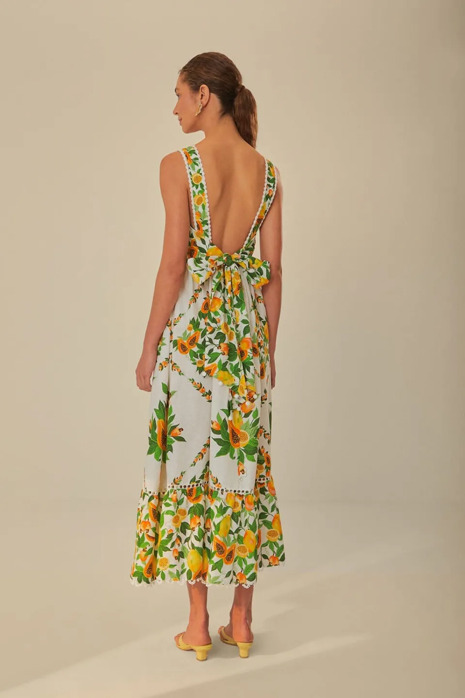 FARM Rio Robes Longues<Écharpe à salade de papaye blanc cassé Robe longue LENZING™ ECOVERO™ E