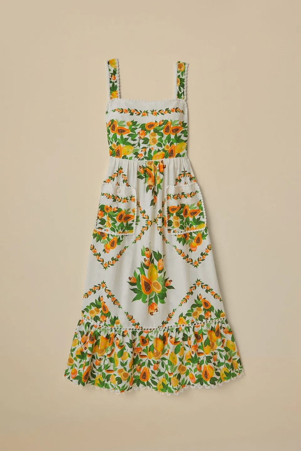 FARM Rio Robes Longues<Écharpe à salade de papaye blanc cassé Robe longue LENZING™ ECOVERO™ E