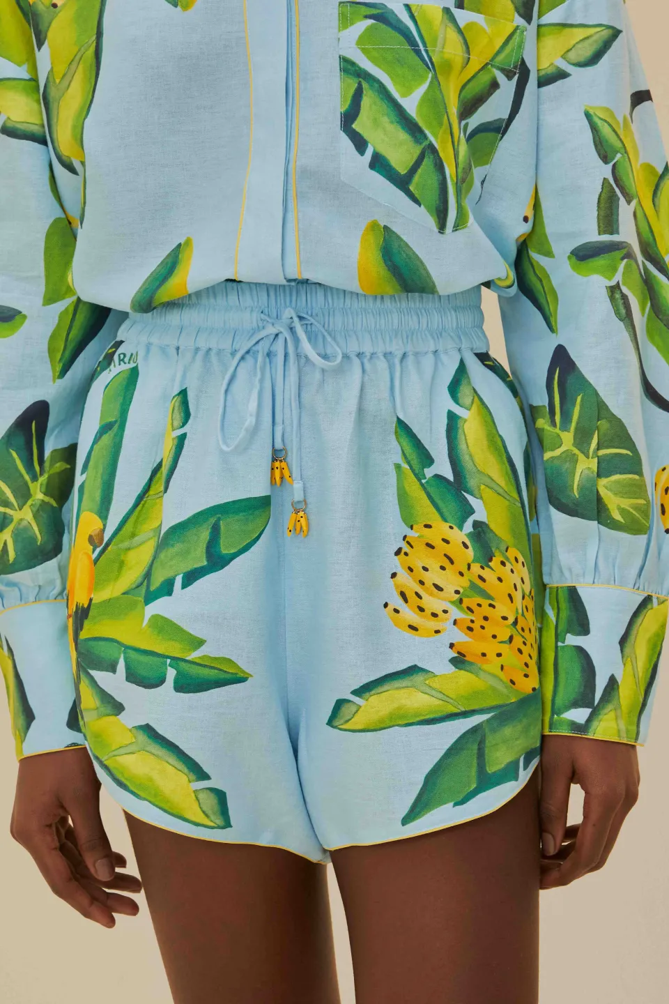 FARM Rio Shorts<Écharpe bleue à feuillage d'été Short LENZING™ ECOVERO™ Euroflax™