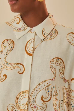 FARM Rio Hauts Courts<Chemise en lin de qualité supérieure Octopus Fun Euroflax™ blanc cassé