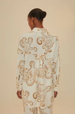 FARM Rio Hauts Courts<Chemise en lin de qualité supérieure Octopus Fun Euroflax™ blanc cassé