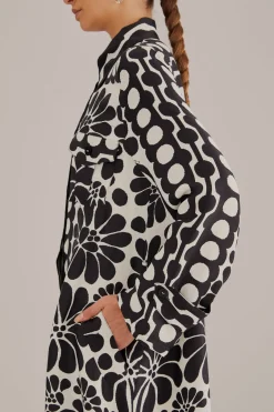 FARM Rio  Robes Midi<Chemise noire en viscose Palermo Lenzing™ Ecovero™