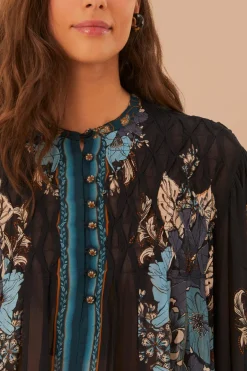 FARM Rio Chemisiers<Chemisier à smocks Blossom Tapestry Black Bee