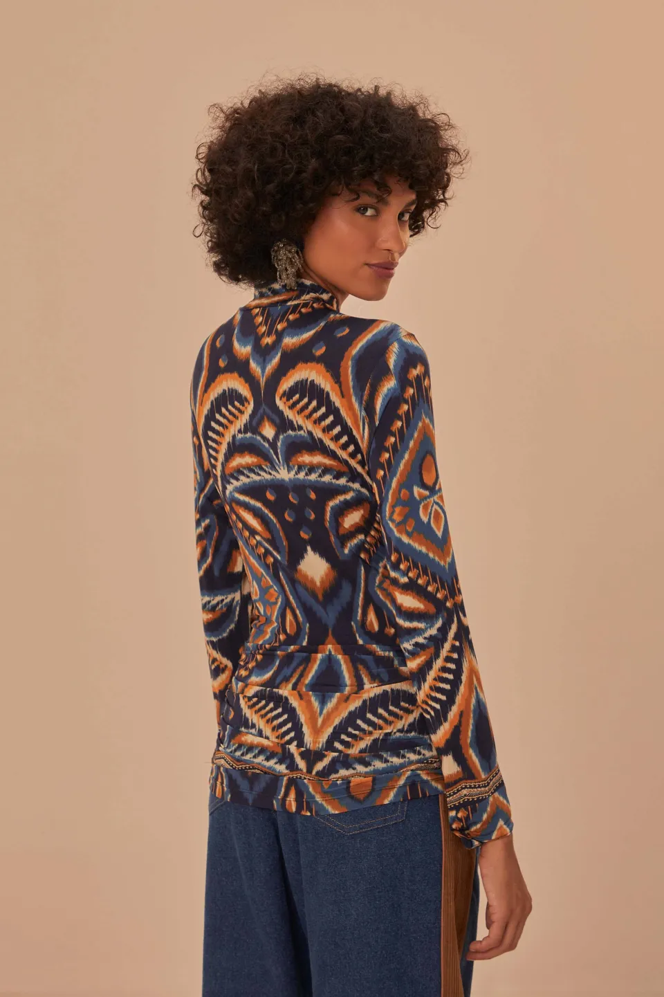 FARM Rio Chemisiers<Chemisier en jersey bleu ikat à motif ananas