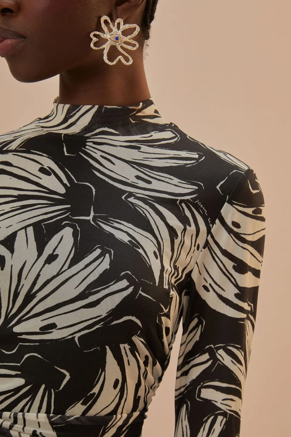 FARM Rio Chemisiers<Chemisier en tulle noir Bossa Banana