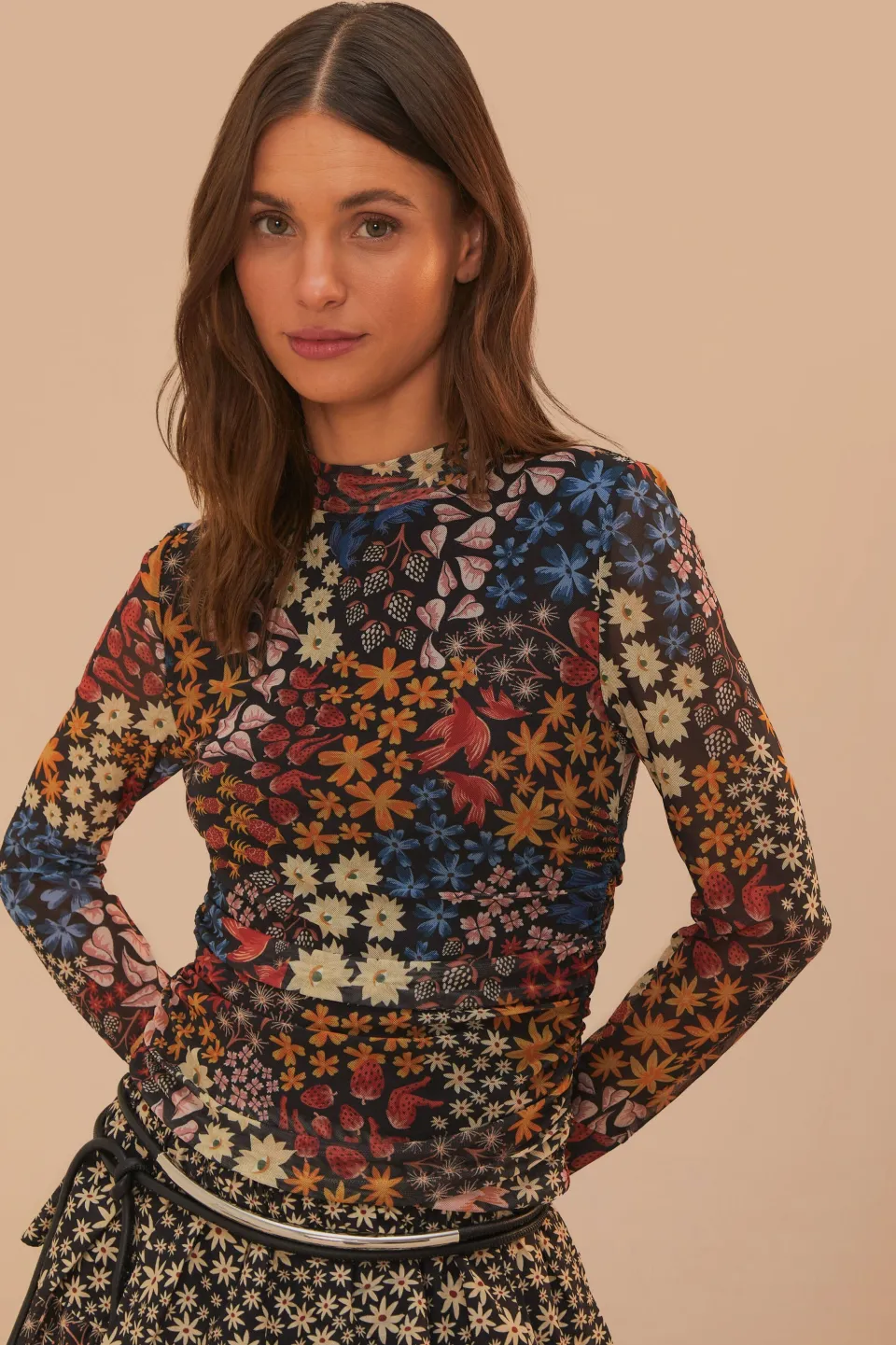 FARM Rio Chemisiers<Chemisier en tulle noir Juju Garden