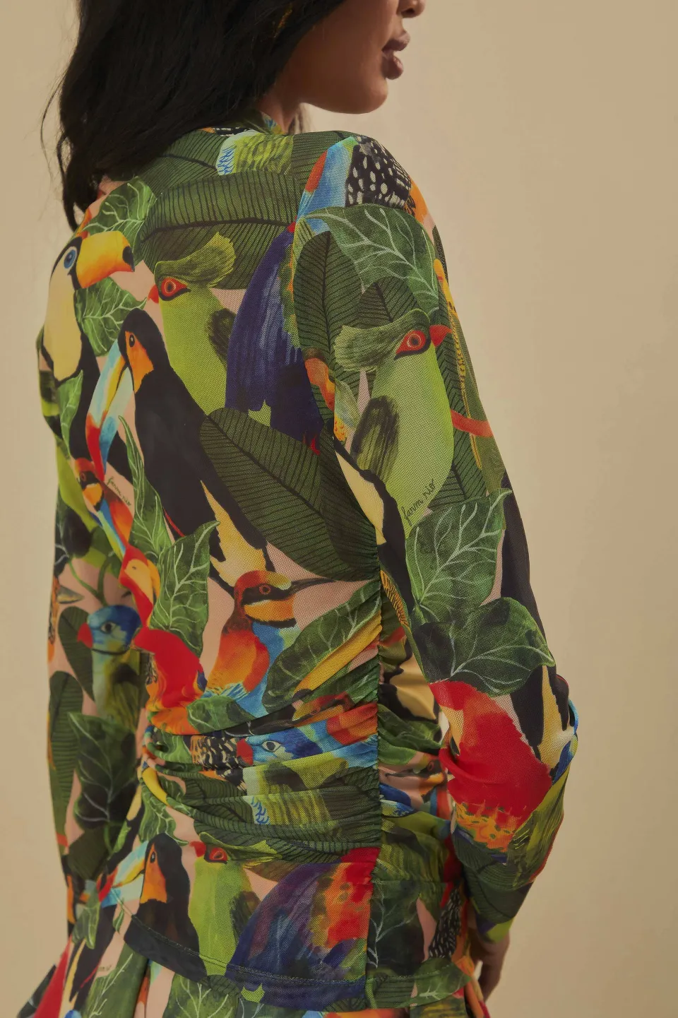 FARM Rio Chemisiers<Chemisier en tulle sable feuilles d'oiseau