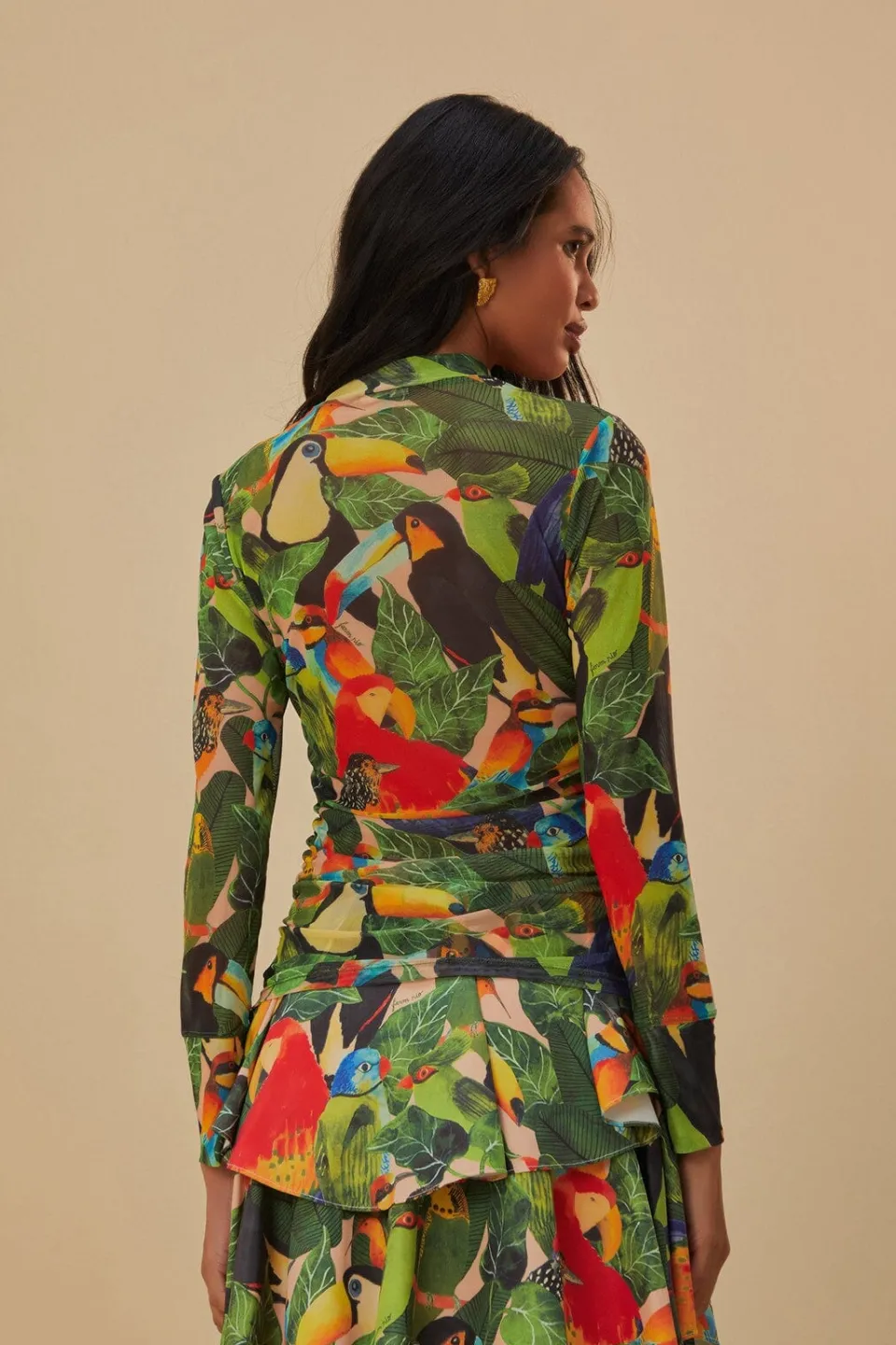 FARM Rio Chemisiers<Chemisier en tulle sable feuilles d'oiseau