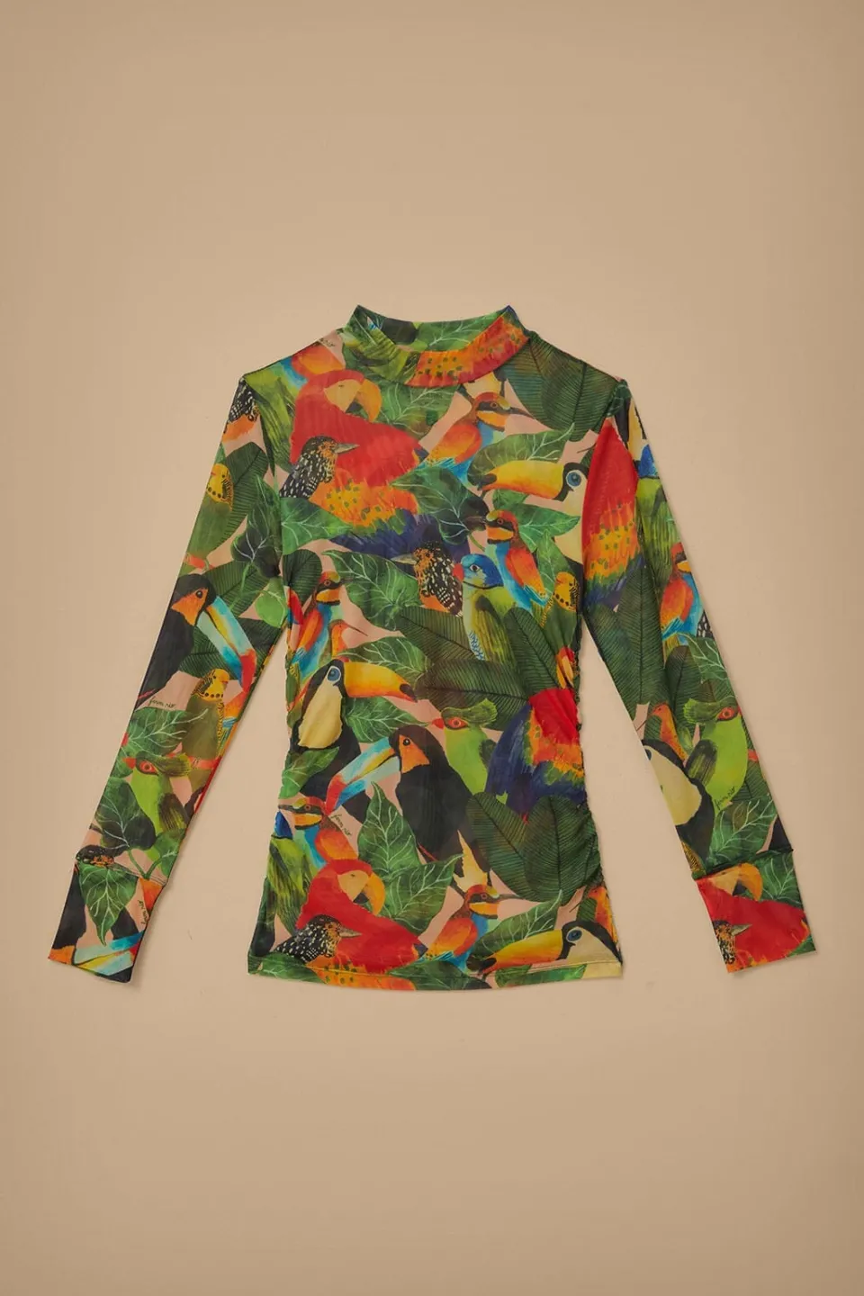 FARM Rio Chemisiers<Chemisier en tulle sable feuilles d'oiseau