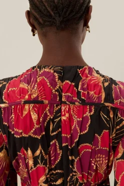 FARM Rio Combinaisons<Combinaison noire brillante à manches longues et décolleté en V Chita