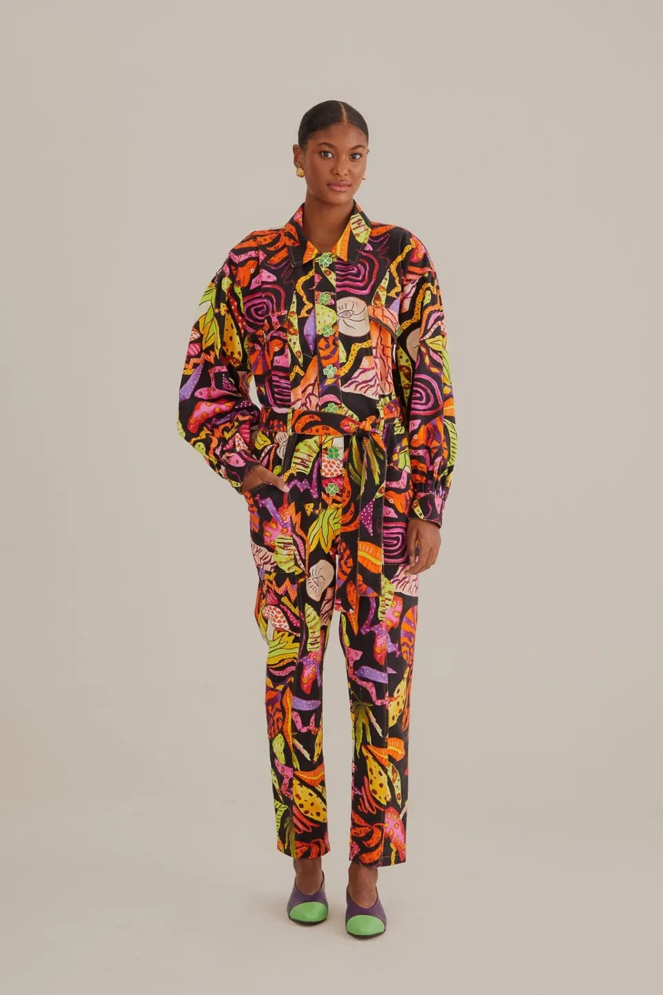 FARM Rio Combinaisons|Robes Midi<Combinaison noire de jardin psychédélique