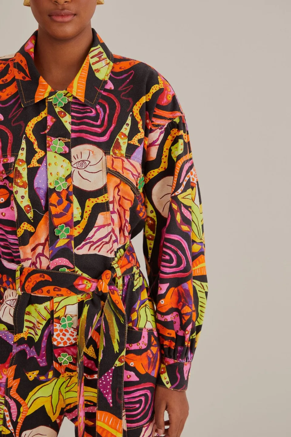 FARM Rio Combinaisons|Robes Midi<Combinaison noire de jardin psychédélique