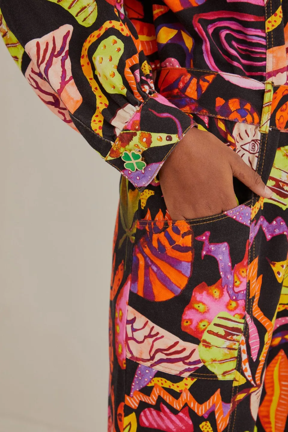 FARM Rio Combinaisons|Robes Midi<Combinaison noire de jardin psychédélique
