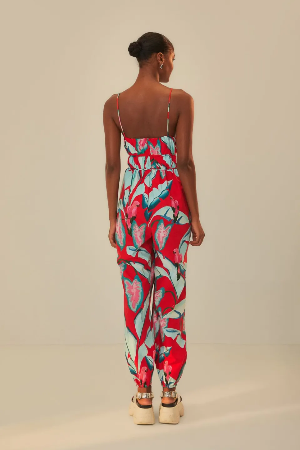 FARM Rio Combinaisons<Combinaison rouge en coton biologique Summer Foliage