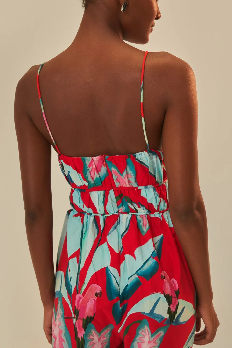 FARM Rio Combinaisons<Combinaison rouge en coton biologique Summer Foliage