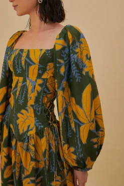 FARM Rio  Robes Courtes<Croquis de feuillage vert Mini-robe Lenzing™ Ecovero™ Euroflax™
