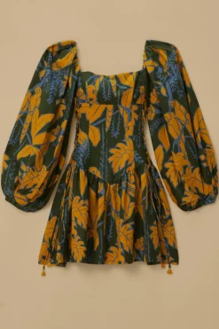 FARM Rio Robes Courtes<Croquis de feuillage vert Mini-robe Lenzing™ Ecovero™ Euroflax™