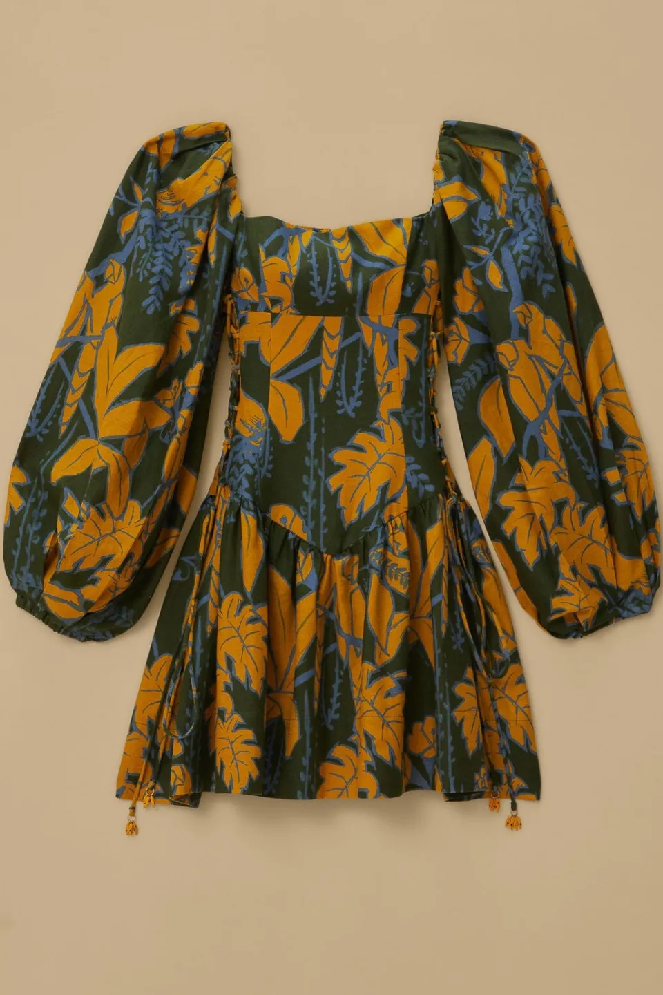 FARM Rio Robes Courtes<Croquis de feuillage vert Mini-robe Lenzing™ Ecovero™ Euroflax™