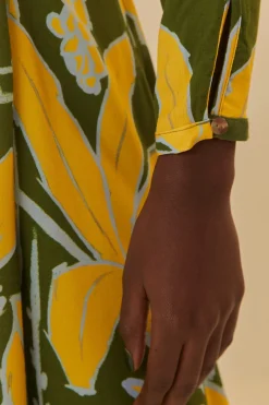 FARM Rio  Robes Longues<Foliage Sketch - Robe longue verte à col en V