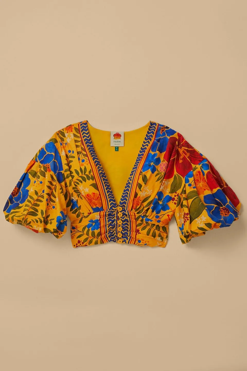 FARM Rio Hauts Courts<Haut court jaune Floral Yard Lenzing™ Ecovero™ Euroflax™