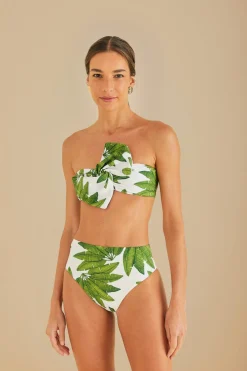 FARM Rio Bikinis|Hauts Courts<Haut de bikini bandeau blanc cassé Palm Fan